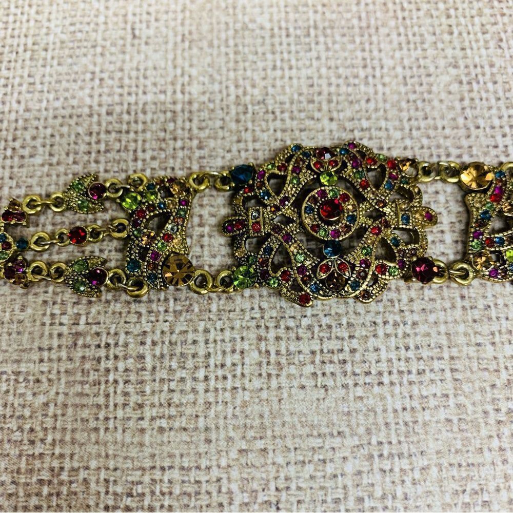 VCLM Gold Victorian Look Crystal Bracelet sold - Picture 2 of 4